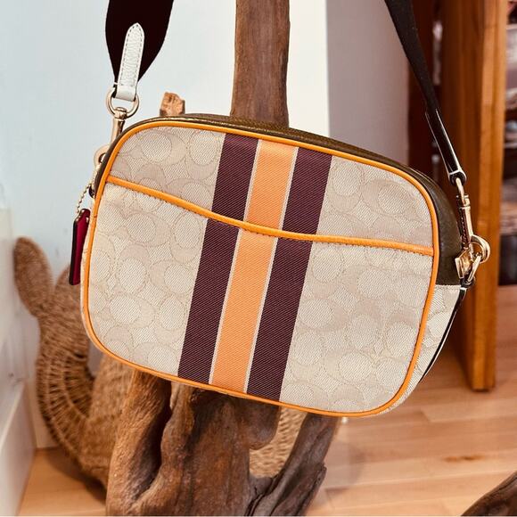 COACH - DEMPSEY CAMERA BAG PURSE IN SIGNATURE JACQUARD WITH PATCH - Picture 7 of 11